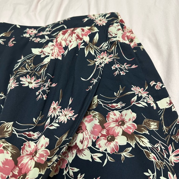 West Kei Navy Floral Faux Wrap Skirt - Picture 3 of 13